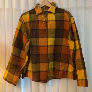Vintage 1962! Fox Knapp Men's XL Wool Pullover Peak Collar Sweater - Fall Colors
